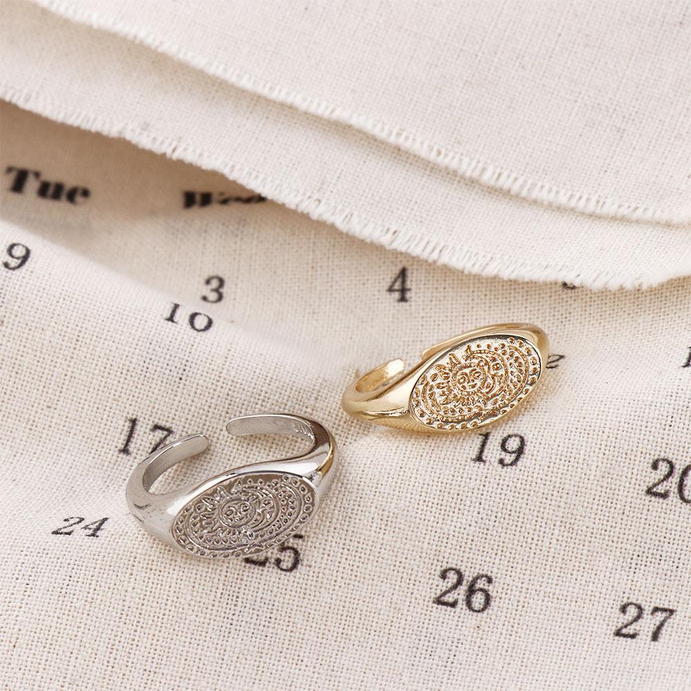 Korean Daily Lifestyle - Cincin Pola Matahari Bulan Minimalis Cincin