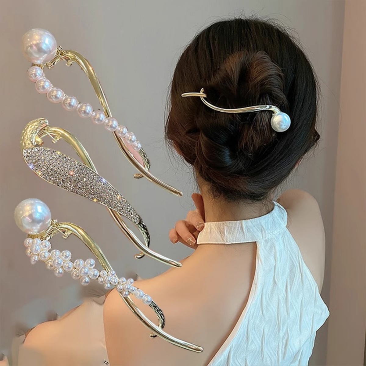 Korean Daily Lifestyle - Jepit Rambut Mutiara Glitter Elegan untuk