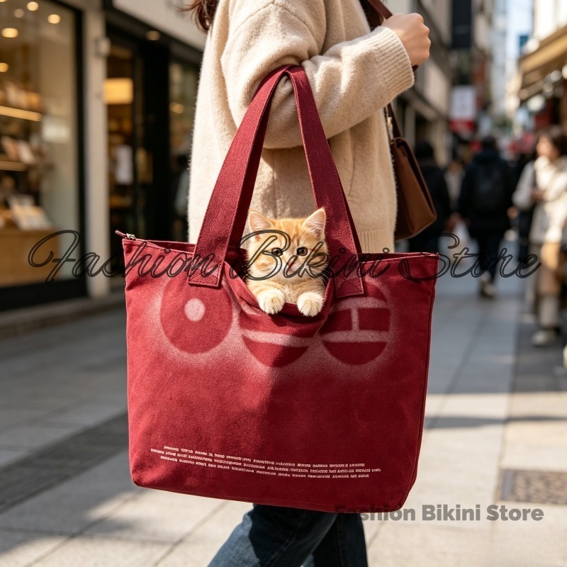 Korean Daily Lifestyle - Tas Selempang Kanvas Gaya Korea Merah