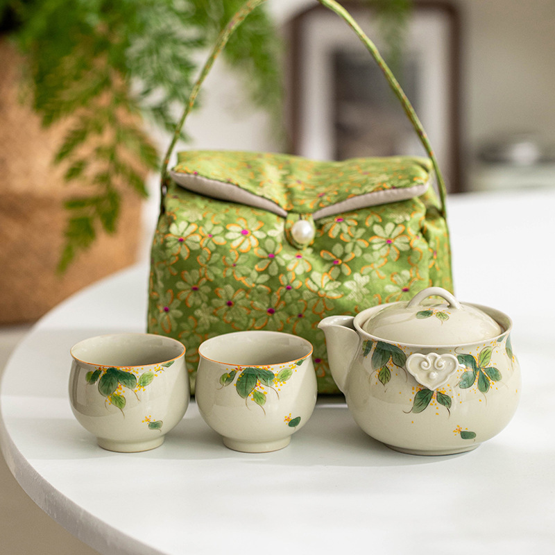 Korean Tea Set - Osmanthus Yang Dilukis dengan Tangan Satu