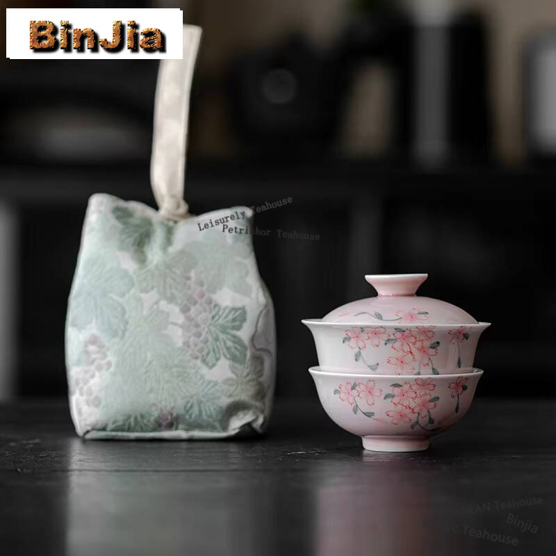 Korean Tea Set - Kit Set teh bunga sakura lukisan