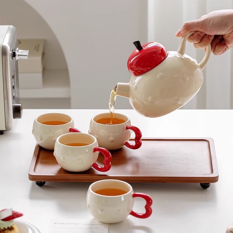 Set Teh Keramik Bentuk Apel Ka - Korean Tea Set ulasan dan harga