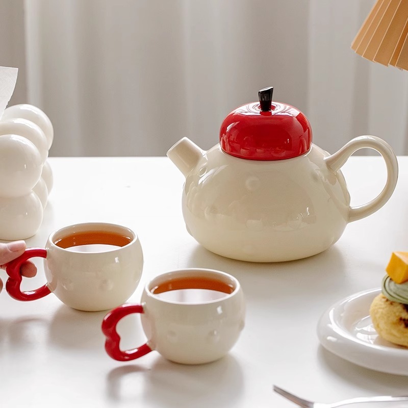 Set Teh Keramik Bentuk Apel Ka - Korean Tea Set ulasan dan harga