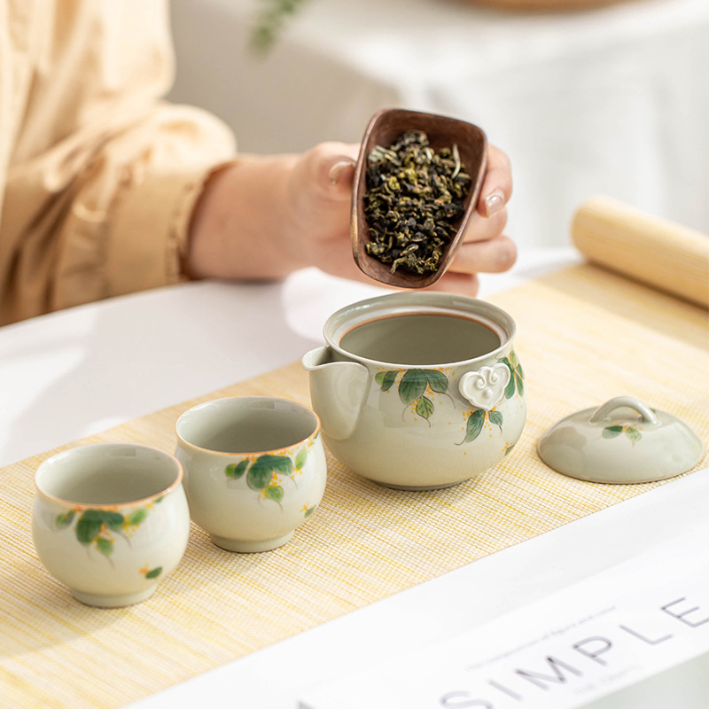 Osmanthus Yang Dilukis dengan  - Korean Tea Set ulasan dan harga