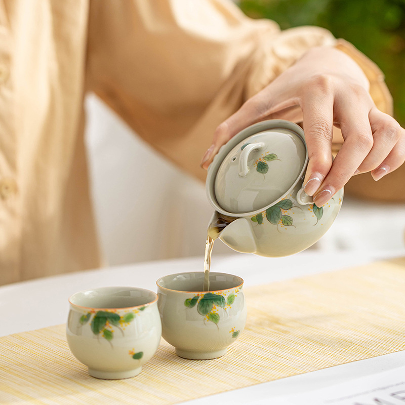 Osmanthus Yang Dilukis dengan  - Korean Tea Set ulasan dan harga