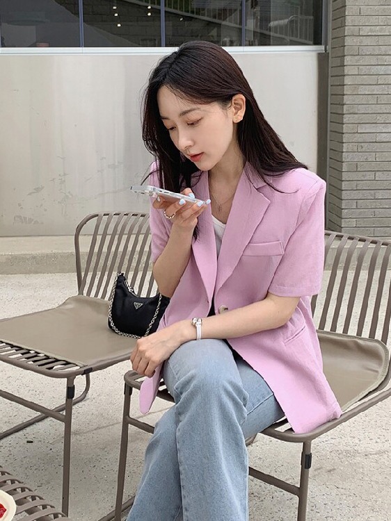 Jaket Jas Wanita Lengan Pendek - Korean Daily Lifestyle ulasan dan harga