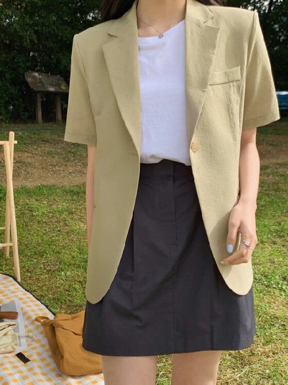 Jaket Jas Wanita Lengan Pendek - Korean Daily Lifestyle ulasan dan harga