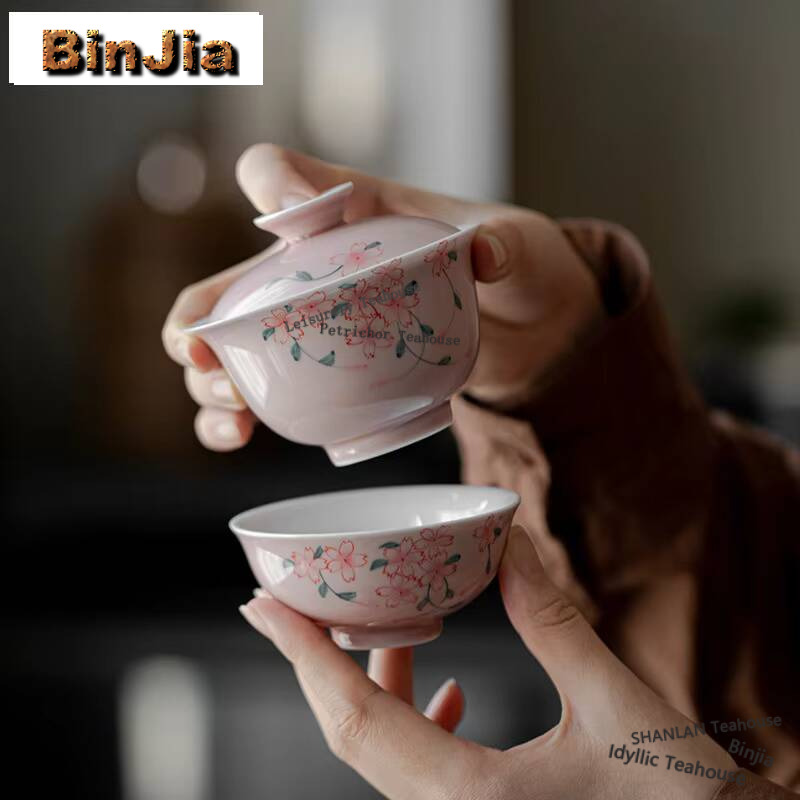 Kit Set teh bunga sakura lukis - Korean Tea Set ulasan dan harga