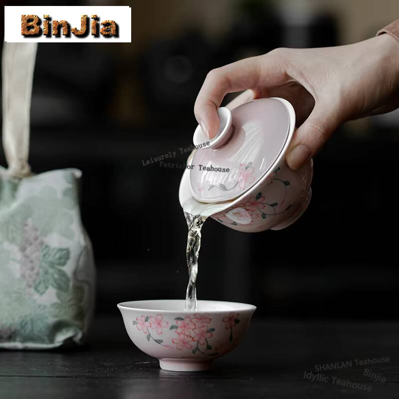 Kit Set teh bunga sakura lukis - Korean Tea Set ulasan dan harga