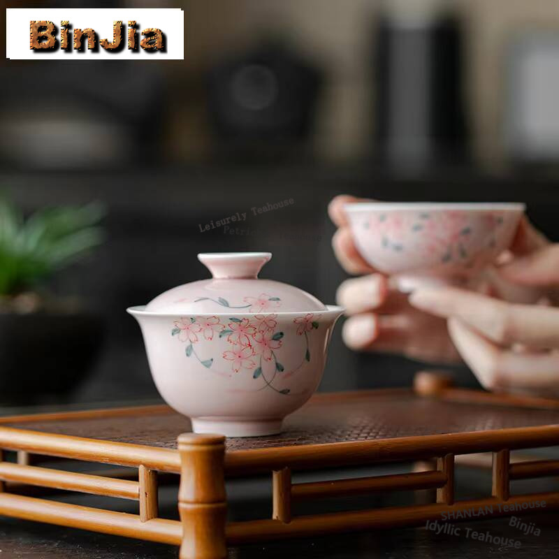 Kit Set teh bunga sakura lukis - Korean Tea Set ulasan dan harga