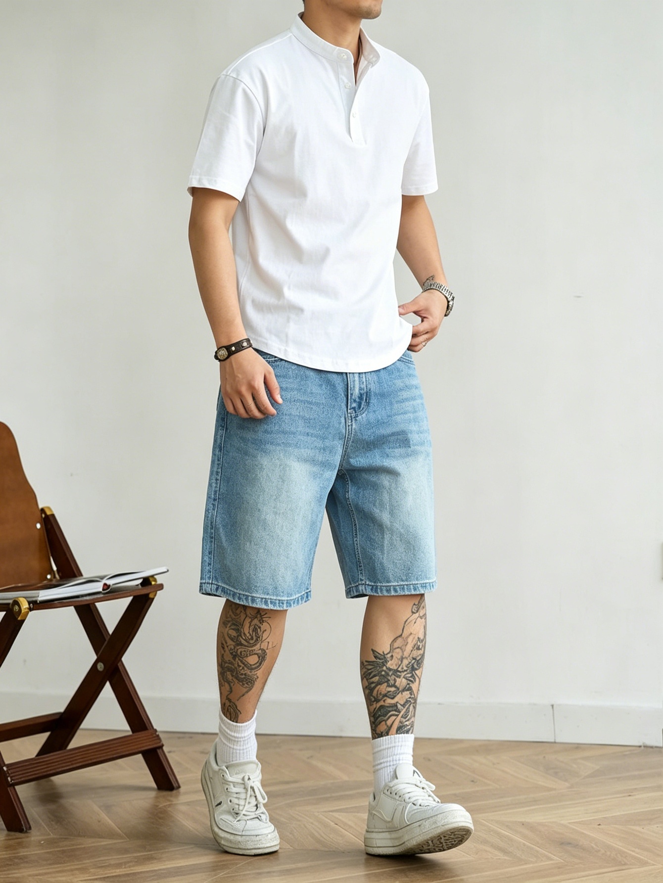 Celana pendek denim biru longg - Korean Daily Lifestyle ulasan dan harga